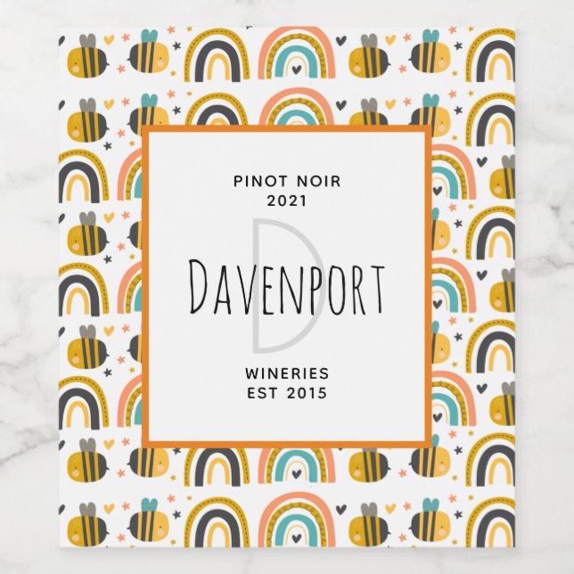 Rótulo De Garrafa De Cerveja Abelhas-brancas-de-bumble e máquinas-padrão de arc (Rótulo Único)