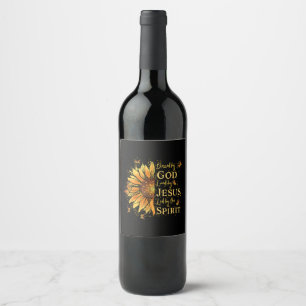 Rótulo De Garrafa De Cerveja Abençoado Por Deus - Amado Por Jesus, Girassol