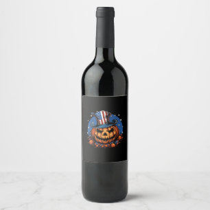 Rótulo De Garrafa De Cerveja Abóbora de Halloween da Bandeira Patriótica dos EU