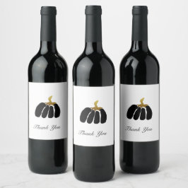 Rótulo De Garrafa De Cerveja Abóboras Estilizadas em Preto Branco e Dourado