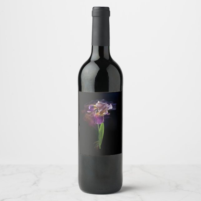 Rótulo De Garrafa De Cerveja Abstract Iris Flower – Elegant Floral Art (Frente)