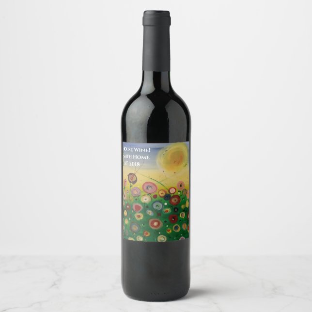 Rótulo De Garrafa De Cerveja Abstrato flores no campo no verão (Frente)