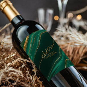 Rótulo De Garrafa De Cerveja Abstrato Glitter Strata Cheers Dk Green ID903