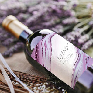 Rótulo De Garrafa De Cerveja Abstrato Glitter Strata Cheers Lilac/Wht ID903