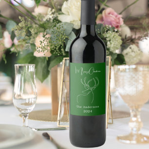 Rótulo De Garrafa De Cerveja Abstrato-rena branca verde Natal moderno