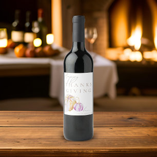 Rótulo De Garrafa De Cerveja Ação de Graças de Quebra de Aquarela