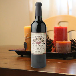 Rótulo De Garrafa De Cerveja Ação de graças por você Rustic Gingham