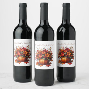 Rótulo De Garrafa De Cerveja Ação de Graças Pumpkin com Folhas de outono
