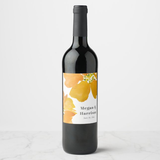 Rótulo De Garrafa De Cerveja Acutucantes Flores de Laranja em Aquarela (Frente)