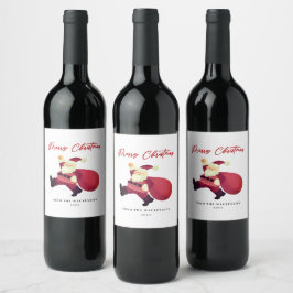 Rótulo De Garrafa De Cerveja Adorável Natal Feliz Papai Noel