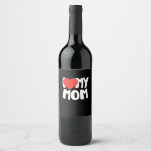 Rótulo De Garrafa De Cerveja Adoro a minha mãe saia com grande coração vermelho