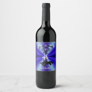 Rótulo De Garrafa De Cerveja Advento, Artdeco de Natal no Arco Verde Azul