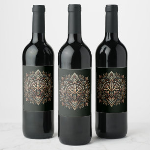 Rótulo De Garrafa De Cerveja AEgishjálmr - Helma Viking da Proteção Norse Awe