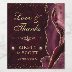 Rótulo De Garrafa De Cerveja Agitação e Casamento de mármore vermelho e Dourado