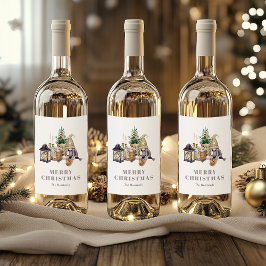 Rótulo De Garrafa De Cerveja Agnome Rústico em Aquarela Feliz Natal