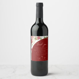 Rótulo De Garrafa De Cerveja Agradecimento de Casamento Arco Floral Pêssego Rom