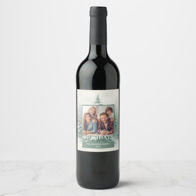 Rótulo De Garrafa De Cerveja Água-forte de Natal Personalizada com Neve (Frente)