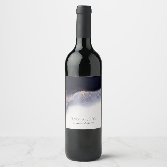 Rótulo De Garrafa De Cerveja Água Marinha Absoluto Preto Dourado (Frente)