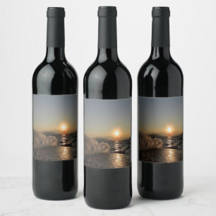 Rótulo De Garrafa De Cerveja Água-viva na Croácia belo pôr do sol