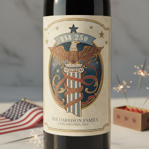 Rótulo De Garrafa De Cerveja Águia Americana Art Nouveau EUA 250 Motivo ID1304