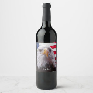 Rótulo De Garrafa De Cerveja Águia Bald Americana e Bandeira Americana