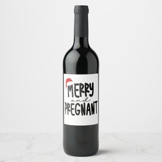 Rótulo De Garrafa De Cerveja Alegre & Grávida Anúncio de Gravidez Chapéu de Pap (Frente)