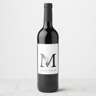 RÓTULO DE GARRAFA DE CERVEJA ALFABETES BLUES BLUES BLUH FLORAL NOME LETRA M