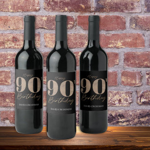 Rótulo De Garrafa De Cerveja Algarismo Brilhante Preto e Dourado Aniversário de