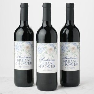 Rótulo De Garrafa De Cerveja Algo Azul Floral Hydrangeas Chá de Noiva