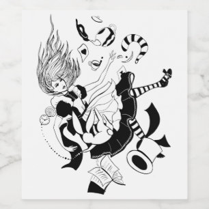 Rótulo De Garrafa De Cerveja Alice no País das Maravilhas. ilustração gráfi