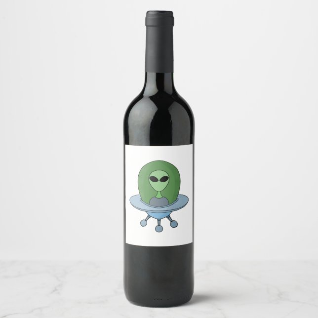 Rótulo De Garrafa De Cerveja Alienígena em sua nave espacial (Frente)