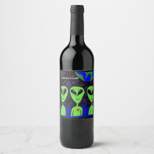 Rótulo De Garrafa De Cerveja Alienígenas - arte espacial