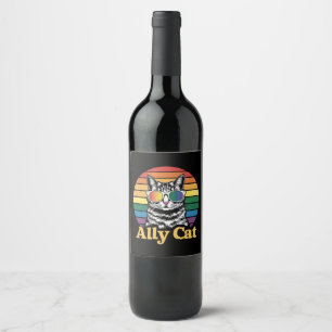 Rótulo De Garrafa De Cerveja Ally Cat LGBT Sinalizador LGBTQ Gift