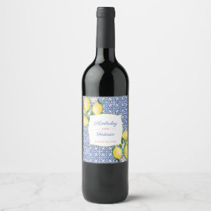 Rótulo De Garrafa De Cerveja Almoço de Casamento com Azulejos Azuis de Capri L