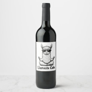 Rótulo De Garrafa De Cerveja Alpaca Fique Calma Llamaste Lama Yoga Engraçado
