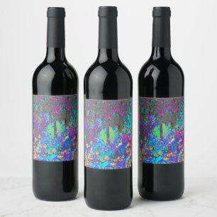 Rótulo De Garrafa De Cerveja Amanhecer Trippy no Jardim Verde Lima e Roxo