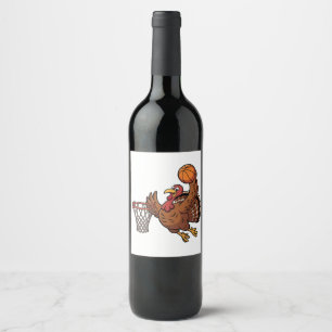 Rótulo De Garrafa De Cerveja Amante do esporte basquete de mergulho de peru no