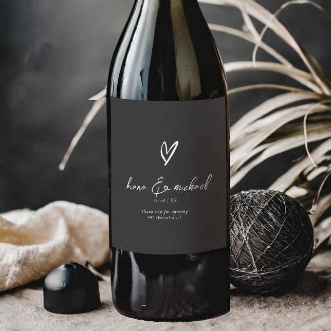 Rótulo De Garrafa De Cerveja Amar Caligrafia Obrigado Heart White B&W ID940 (Criador carregado)