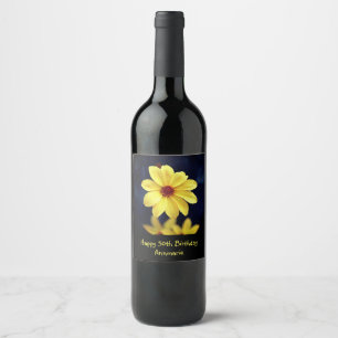 Rótulo De Garrafa De Cerveja Amarelo Dahlia Elegante Flor Diversão 50º Aniversá