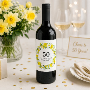 Rótulo De Garrafa De Cerveja Amarelo White Daffodil Wreath 50th Birthday