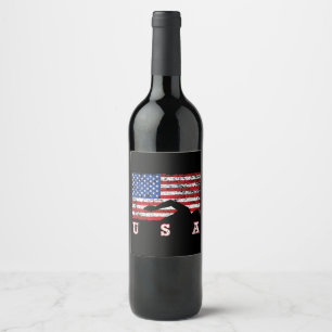 Rótulo De Garrafa De Cerveja American Flag USA Gift Natação Team Premium