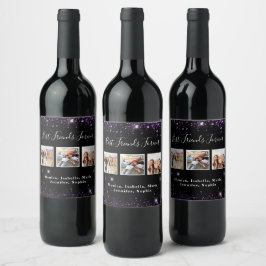 Rótulo De Garrafa De Cerveja Amigas para sempre poeira de glitter preto roxo