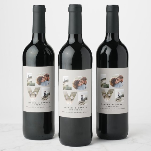 Rótulo De Garrafa De Cerveja Amor 4 foto simples, vinho de presente personaliza (Garrafas)