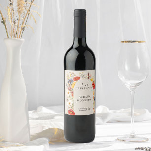 Rótulo De Garrafa De Cerveja Amor de Flores Silvestres Rústicas em Flor no Casa