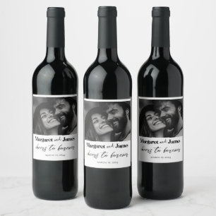 Rótulo De Garrafa De Cerveja Amor I Happy Casal Foto Personalizada Preta e Bran