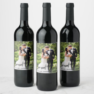 Rótulo De Garrafa De Cerveja Amor moderno Wedding do roteiro da escova e foto
