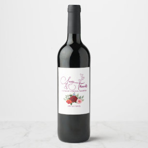 Rótulo De Garrafa De Cerveja Amor rosa vermelha minimalista e noiva obrigado