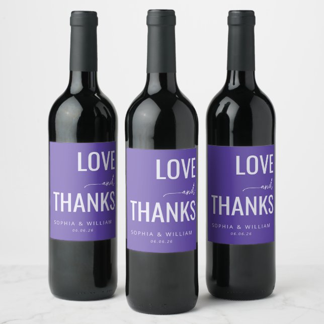 Rótulo De Garrafa De Cerveja Amor Roxo Elegante Obrigado (Garrafas)