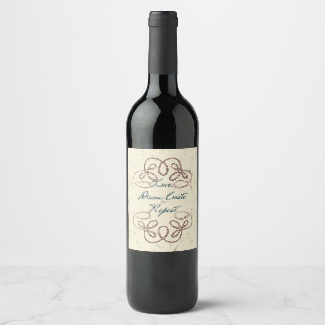 Rótulo De Garrafa De Cerveja Amor, Sonho, Crie, Repita Design Folk (Frente)