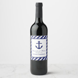Rótulo De Garrafa De Cerveja Âncora da Marinha Quadro da Marinha #2 Faixa Branc